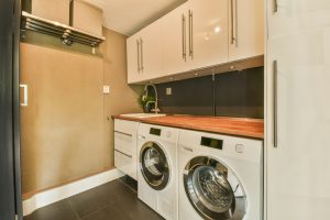 Interior of modern laundry room